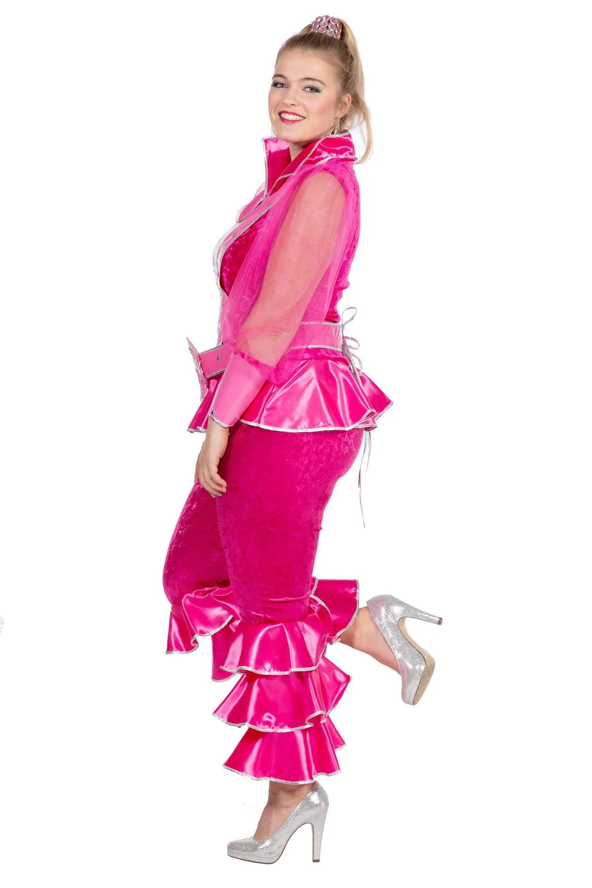 Roze Abba Mamma Mia Luxe Vrouw Kostuum 4 Roze Abba Mamma Mia Luxe Vrouw Kostuum - Afbeelding 4