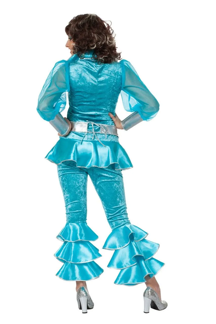 Zweedse Mamma Mia Luxe Aqua Vrouw Kostuum 3 Zweedse Mamma Mia Luxe Aqua Vrouw Kostuum - Afbeelding 3