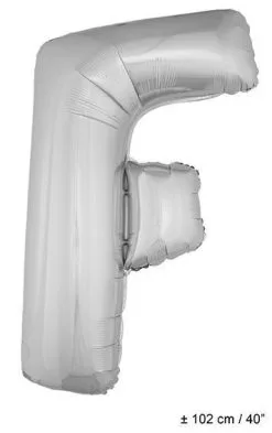 Letterballon F Zilver