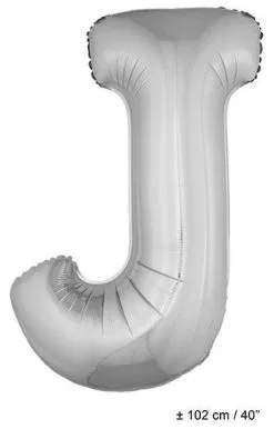 Letterballon J Zilver