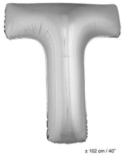 Letterballon T Zilver