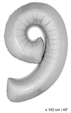Ballon Nummer 9 Zilver
