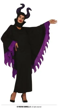 Paars Zwarte Jaloerse Fee Heks Vrouw Kostuum