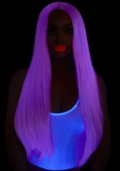 Verstelbare Pruik Glow Under Blacklight Paars -Kostuum Markt leg 2019 a2864 076 3 12