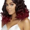 Verstelbare Ombre Spoeling Pruik Twee Kleuren Bruin Rood
