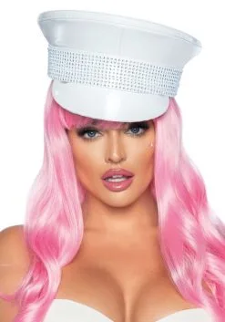 Witte Militairen Pet Lak Met Strass