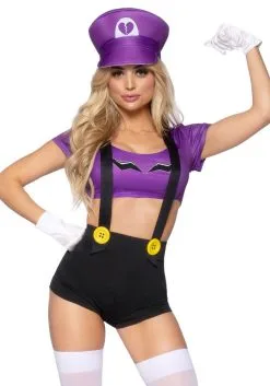 Gamer Super Bad Waluigi Vrouw Kostuum