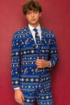 Merry Mario Kerst Computerspel Man Kostuum -Kostuum Markt osui 0096 1 13