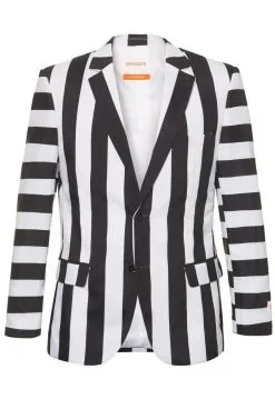 Zwart Wit Gestreepte Beetlejuice Art Opposuit Man Kostuum