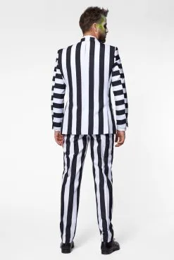 Zwart Wit Gestreepte Beetlejuice Art Opposuit Man Kostuum -Kostuum Markt osui 0112 6 13
