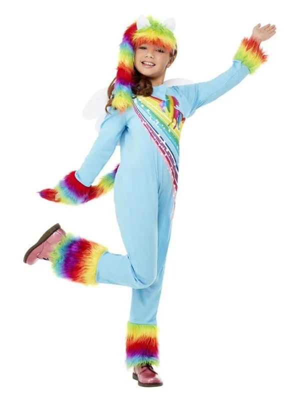 Pegasus Fantasy Pony Vliegt Door Een Regenboog Heen Meisje Kostuum 2 Pegasus Fantasy Pony Vliegt Door Een Regenboog Heen Meisje Kostuum - Afbeelding 2