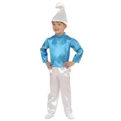 Kleine Blauwe Smurf Dwerg Kind Kostuum